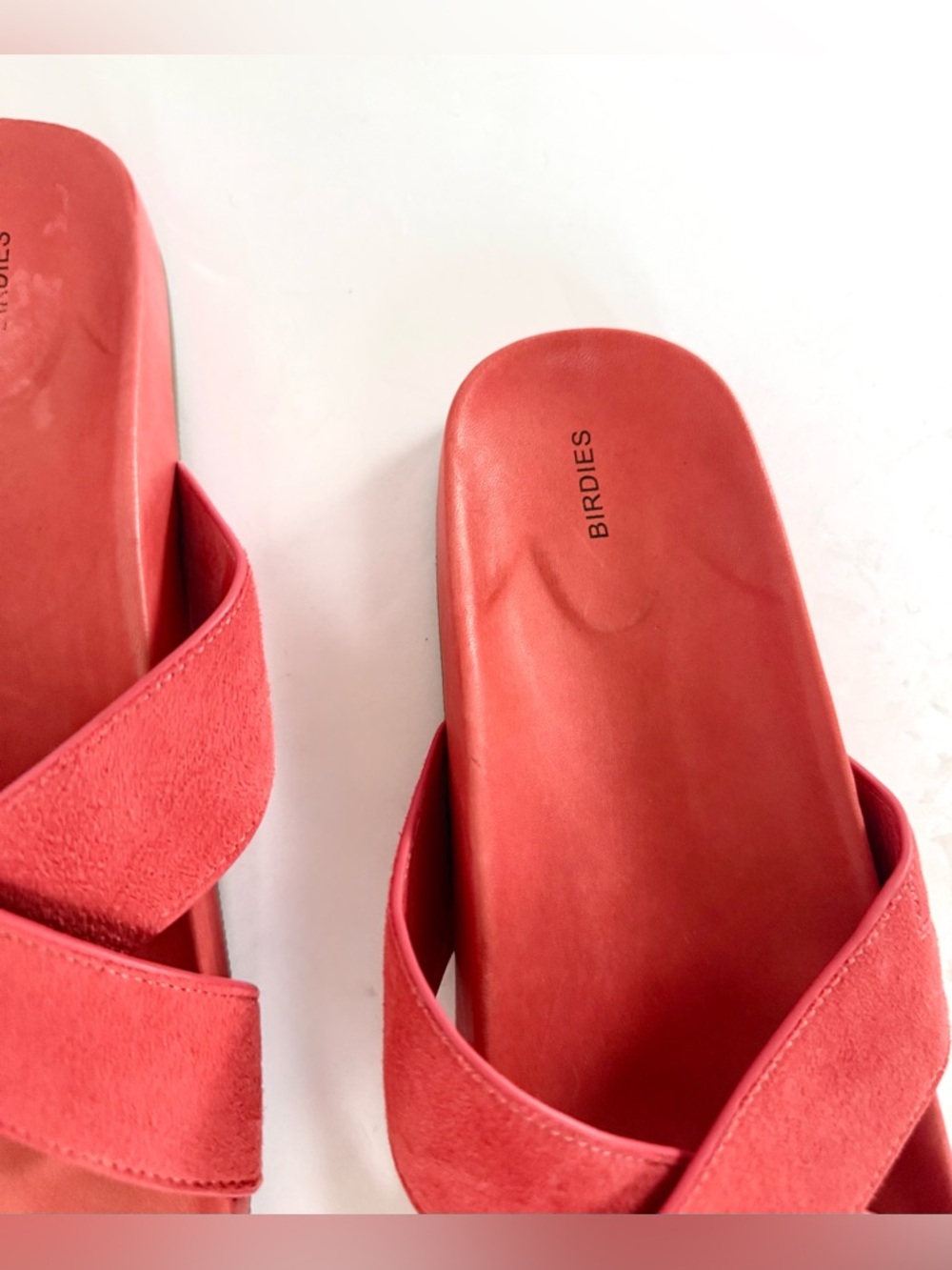 Birdies The Robin Sandals Persimmon Criss Cross Slides Suede Size 8.5 - Picture 4 of 7